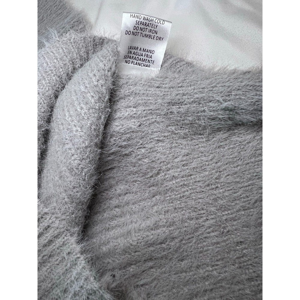 After Market Womens M Pullover Gray Sweater Long Sleeve Ribbed Cozy Fluff Finish - Picture 7 of 8